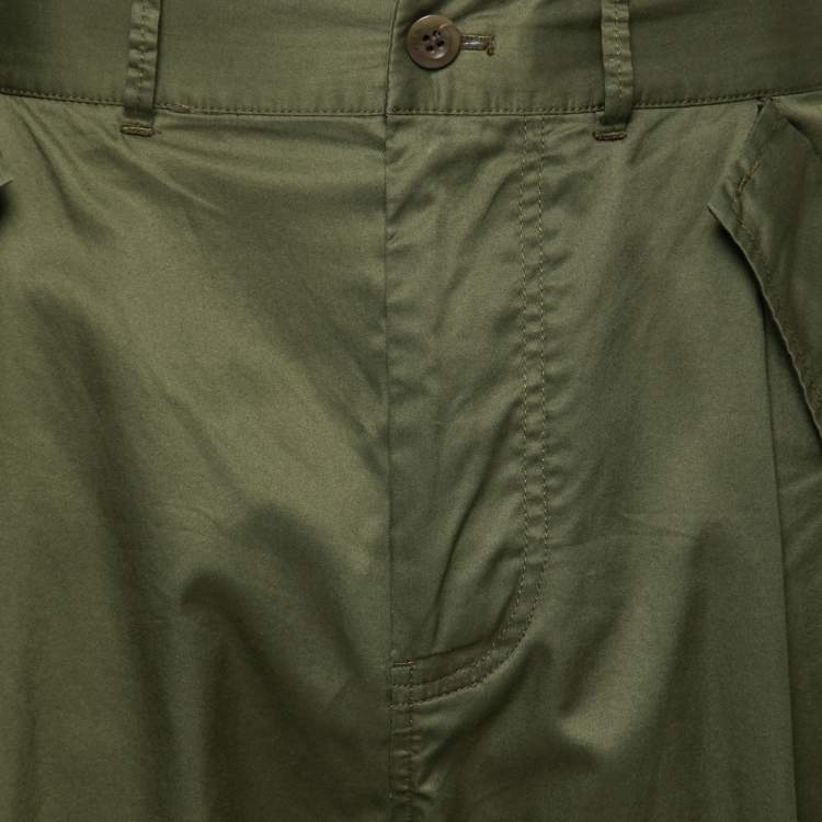 Pre Owned Polo Ralph Lauren Olive Green Cotton Cropped Trousers M  