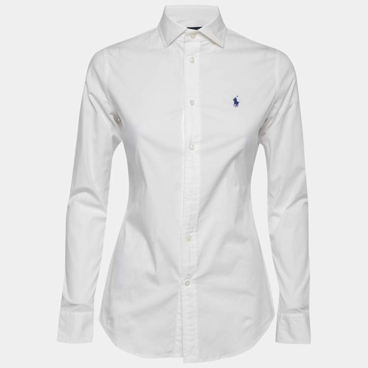 مملوكة مسبقًا Polo Ralph Lauren White Cotton Slim Fit Button Front Shirt S