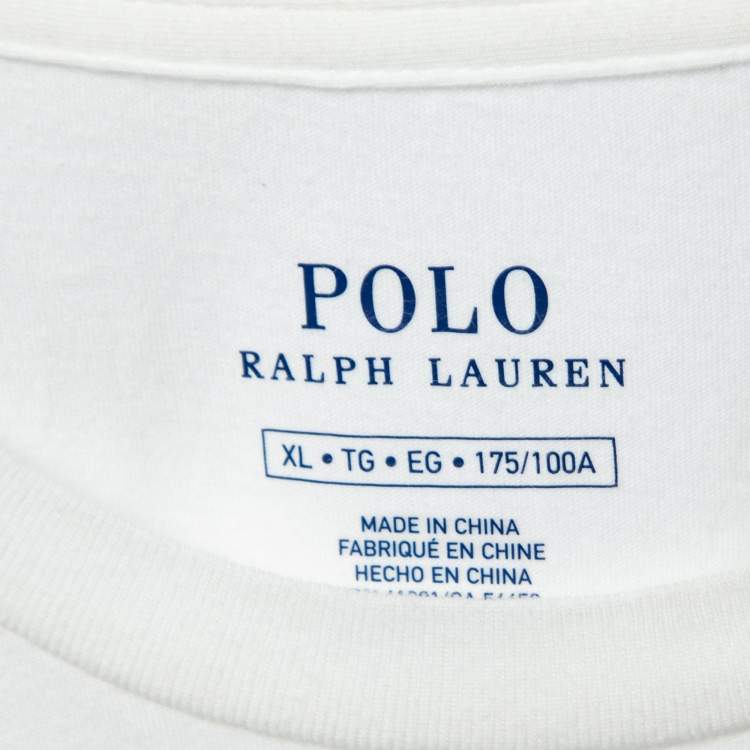 Pre Owned Polo Ralph Lauren White teddy Bear Printed Cotton Round Neck T-Shirt XL