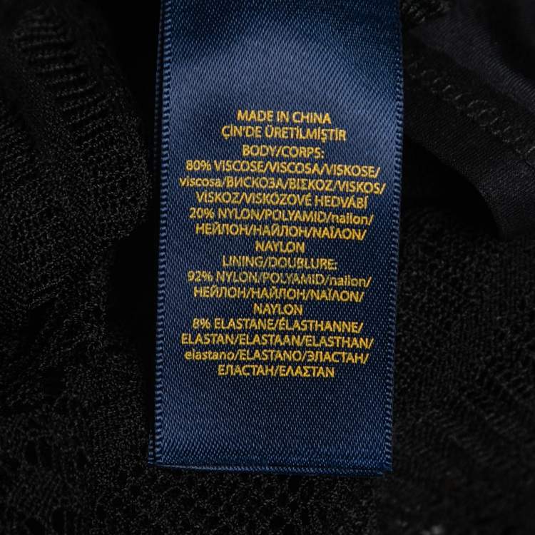 Pre Owned Polo Ralph Lauren Black Crochet Knit Tiered Top M
