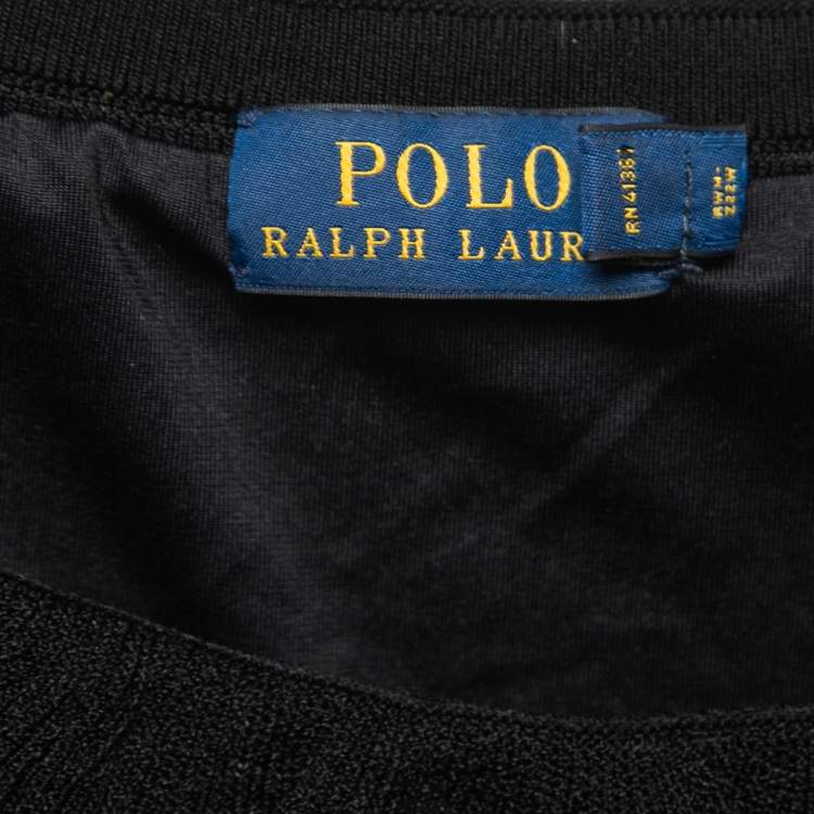 Pre Owned Polo Ralph Lauren Black Crochet Knit Tiered Top M