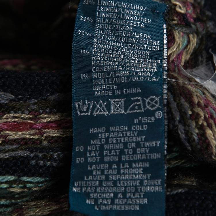 Pre Owned Polo Ralph Lauren Multicolor Intarsia Knit Suede Patch Detail Cardigan XL