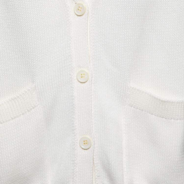 Pre Owned Polo Ralph Lauren White Knit Button Front Cardigan L