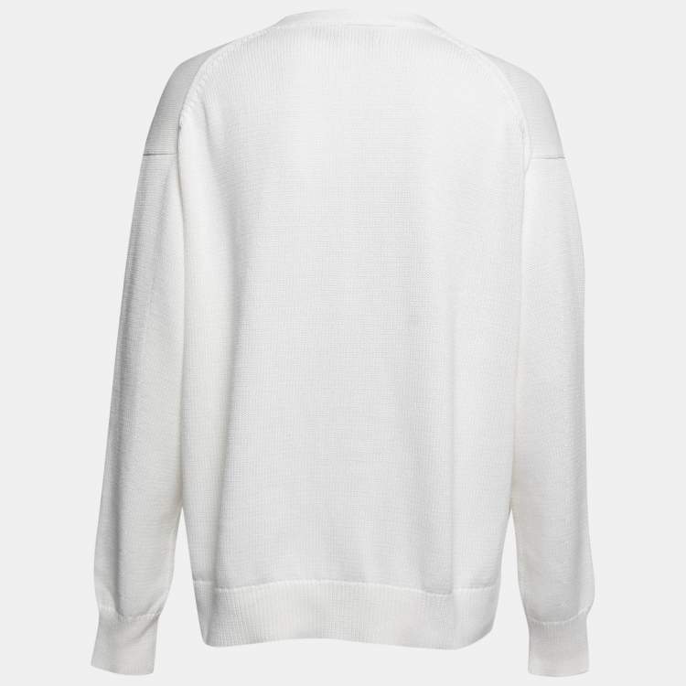 Pre Owned Polo Ralph Lauren White Knit Button Front Cardigan L