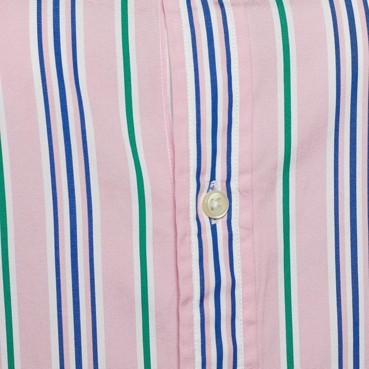Pre Owned Polo Ralph Lauren Pink Striped Cotton Button Front Shirt L