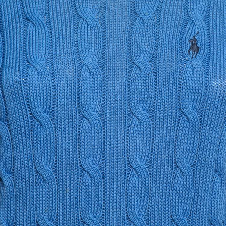 Pre Owned Polo Ralph Lauren Blue Pima Cotton Knit Long Sleeve Sweater L