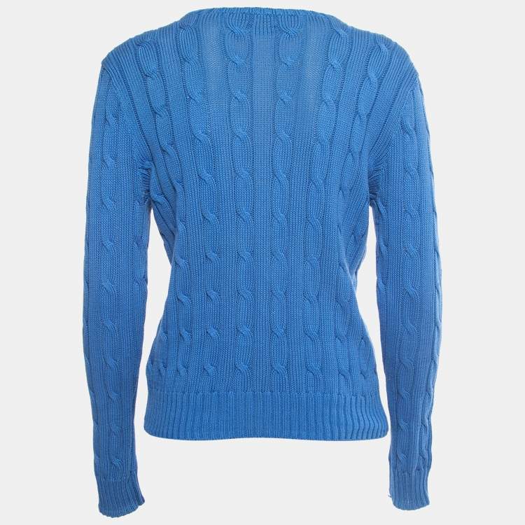 Polo Ralph Lauren Blue Pima Cotton Knit Long Sleeve Sweater L Polo