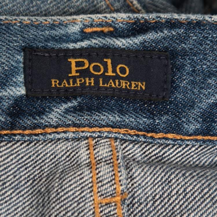 Pre Owned Polo Ralph Lauren Blue Dyed Washed Denim Avery Boyfriend Jean M Waist 27"