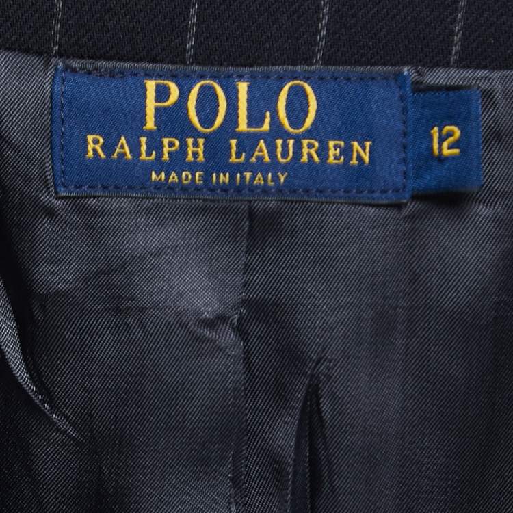 Pre Owned Polo Ralph Lauren Black Striped Wool Single-Breasted Blazer L