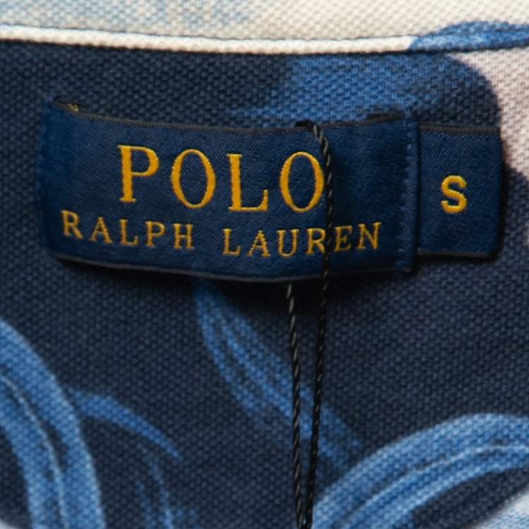 Pre Owned Polo Ralph Lauren Blue Goldfish Print Cotton Polo T-Shirt S