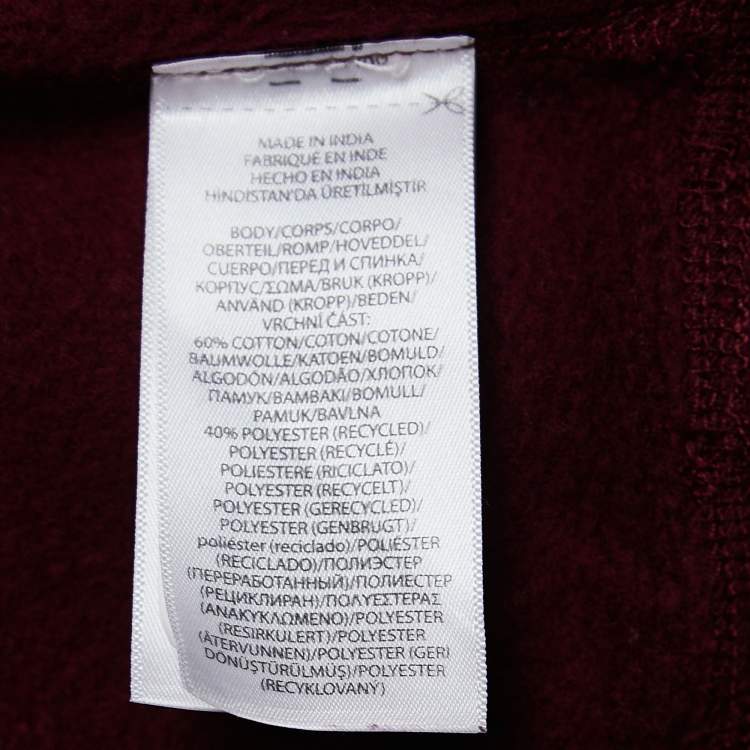 Pre Owned Polo Ralph Lauren Burgundy Cotton Blend Long Sleeve Hoodie M