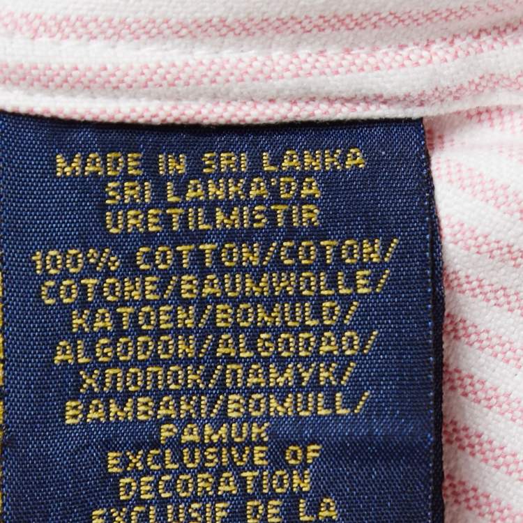 Pre Owned Polo Ralph Lauren Pink Striped Cotton Custom Fit Shirt M