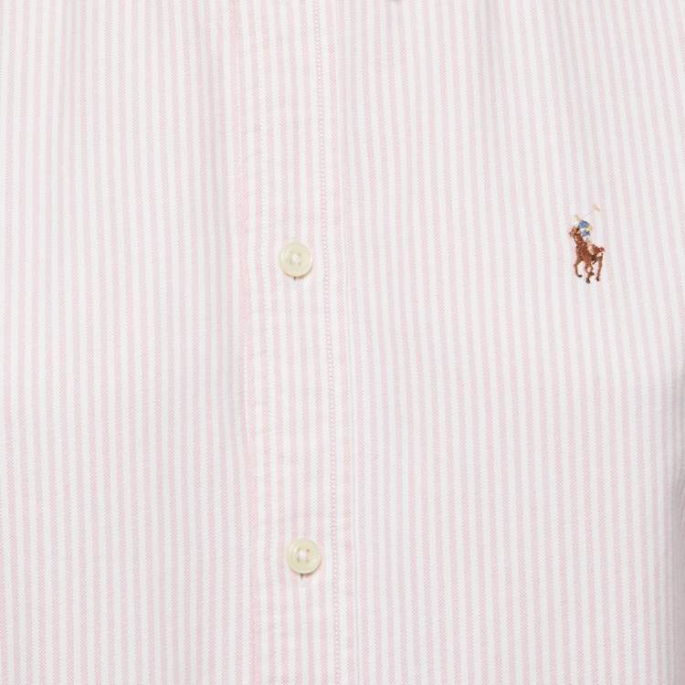 Pre Owned Polo Ralph Lauren Pink Striped Cotton Custom Fit Shirt M