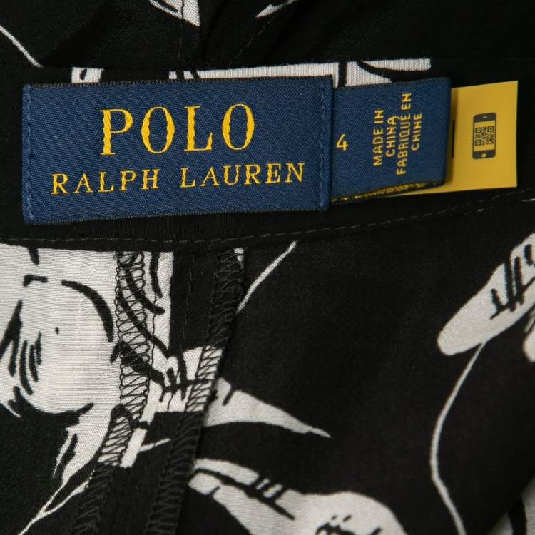 Pre Owned Polo Ralph Lauren Black Floral Printed Crepe Wrap Mini Skirt S