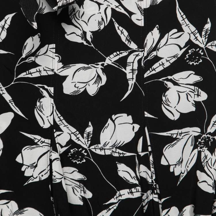 Pre Owned Polo Ralph Lauren Black Floral Printed Crepe Wrap Mini Skirt S
