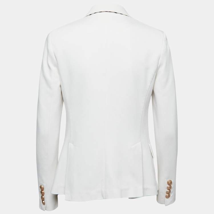 Pre Owned Polo Ralph Lauren White Cotton Double-Breasted Blazer M
