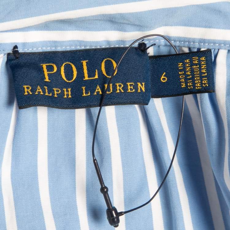 Pre Owned Polo Ralph Lauren Blue Striped Cotton Oversized Shirt M