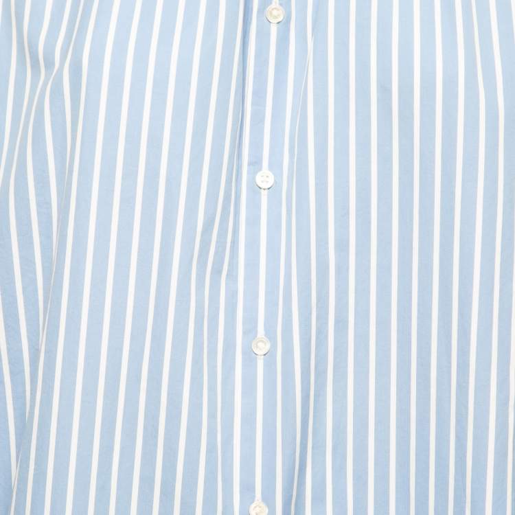Pre Owned Polo Ralph Lauren Blue Striped Cotton Oversized Shirt M