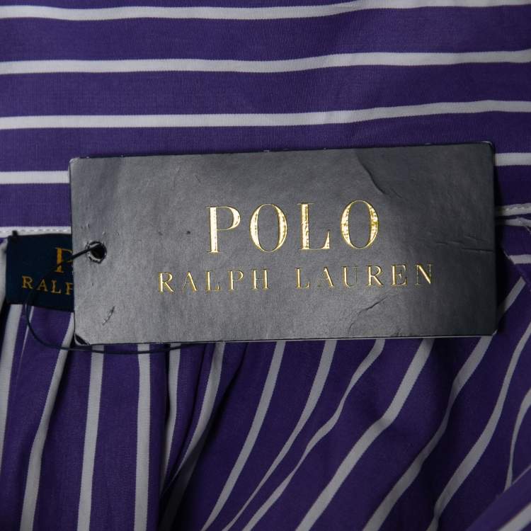 Pre Owned Polo Ralph Lauren Purple Striped Cotton Oversized Shirt M