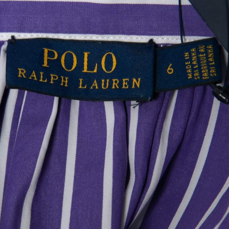 Pre Owned Polo Ralph Lauren Purple Striped Cotton Oversized Shirt M