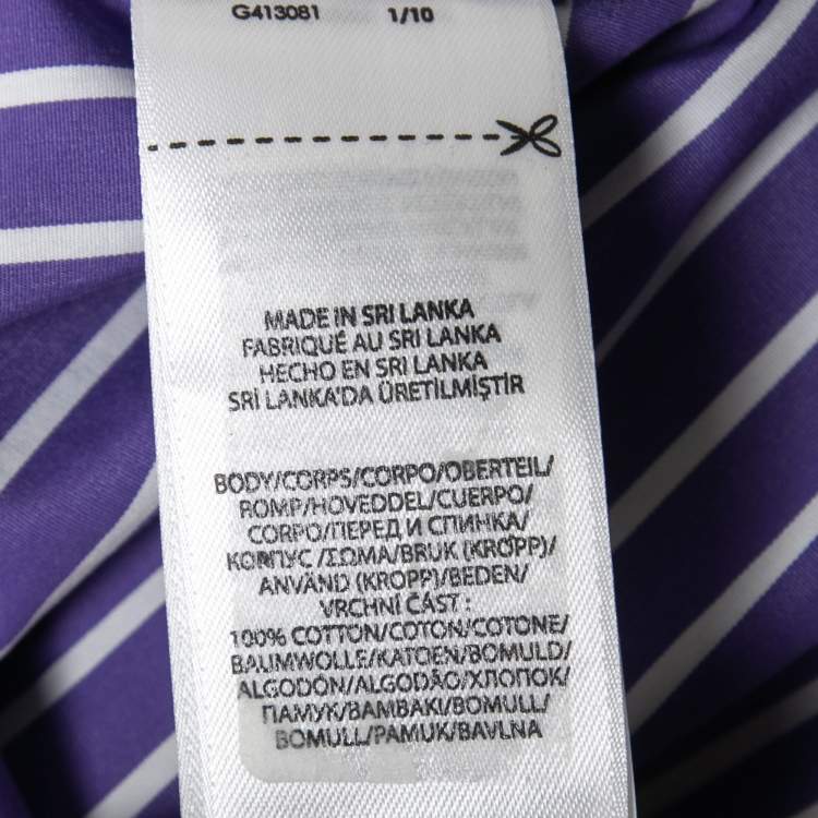 Pre Owned Polo Ralph Lauren Purple Striped Cotton Oversized Shirt M