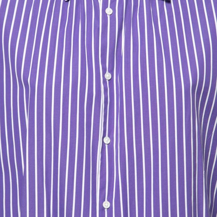 Pre Owned Polo Ralph Lauren Purple Striped Cotton Oversized Shirt M