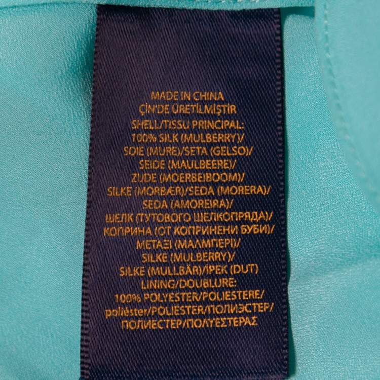 Pre Owned Polo Ralph Lauren Light Blue Chiffon Silk Slip Dress L