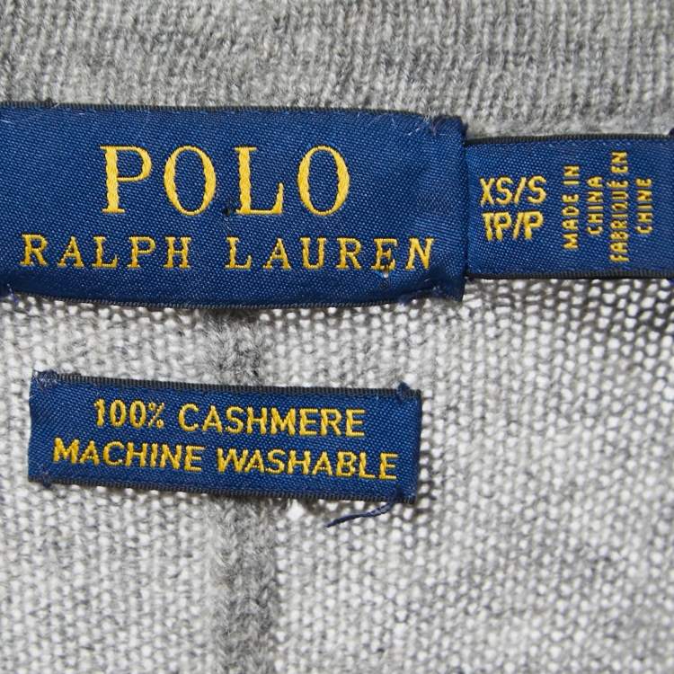 Pre Owned Polo Ralph Lauren Grey Cashmere Knit Open Front Cardigan XS/S