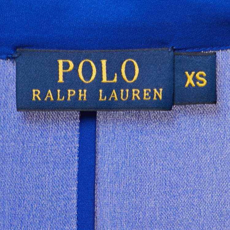 Pre Owned Polo Ralph Lauren Blue Silk Full Sleeve Blouse XS