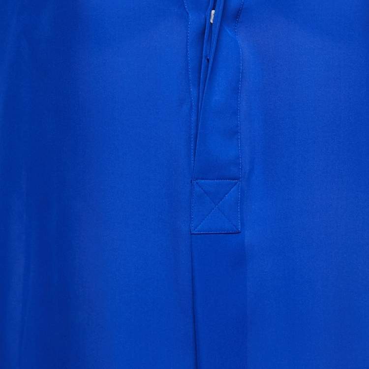 Pre Owned Polo Ralph Lauren Blue Silk Full Sleeve Blouse XS