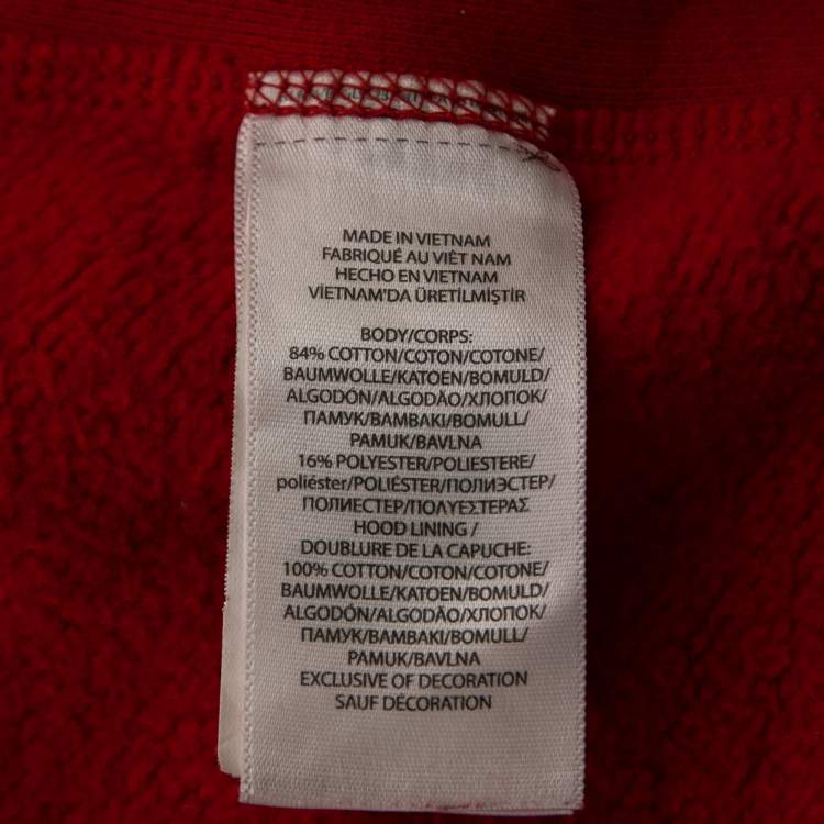 Pre Owned Polo Ralph Lauren Red Cotton Knit Zip Up Hooded Jacket M