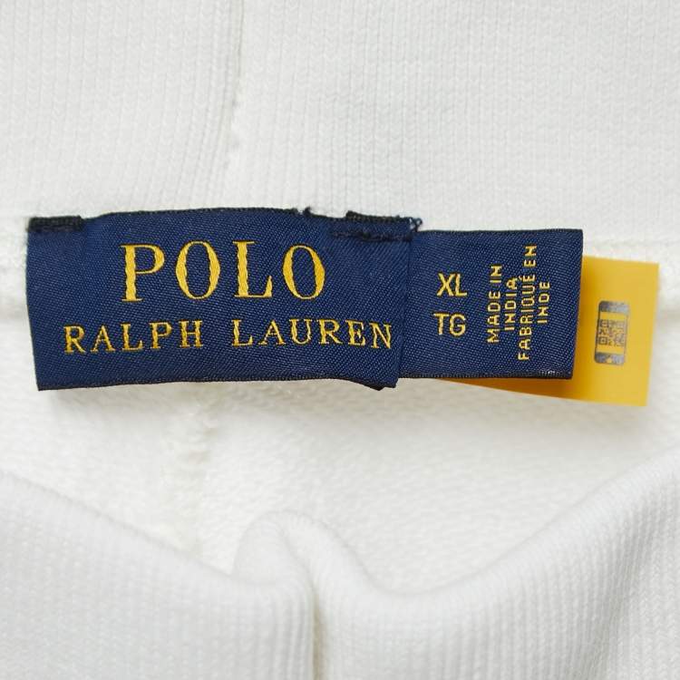 مملوكة مسبقًا Polo Ralph Lauren White Cotton Beaded Side Stripe Jog Pants XL