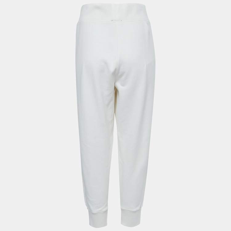 مملوكة مسبقًا Polo Ralph Lauren White Cotton Beaded Side Stripe Jog Pants XL