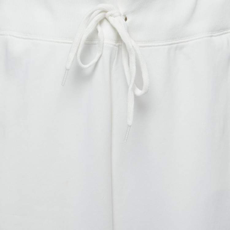 مملوكة مسبقًا Polo Ralph Lauren White Cotton Beaded Side Stripe Jog Pants XL