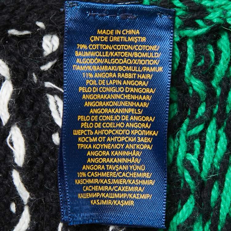 Pre Owned Polo Ralph Lauren Black Snow Flake Patterned Knit Turtle Neck Sweater L 