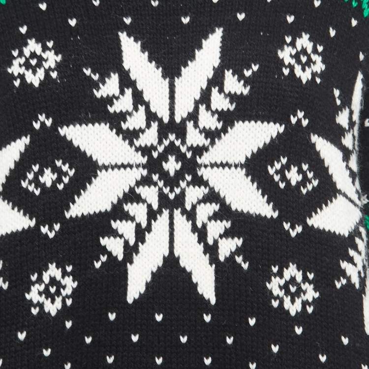 Pre Owned Polo Ralph Lauren Black Snow Flake Patterned Knit Turtle Neck Sweater L 