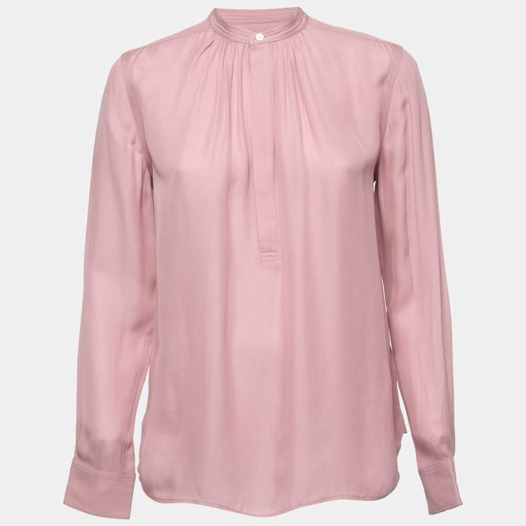 Pre Owned Polo Ralph Lauren Pink Silk Blend Full Sleeve Blouse S
