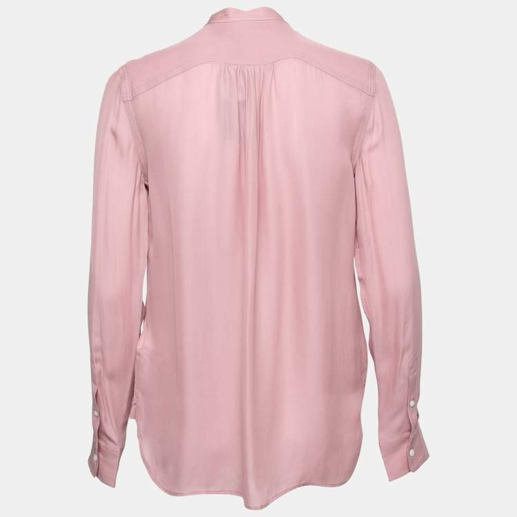 Pre Owned Polo Ralph Lauren Pink Silk Blend Full Sleeve Blouse S