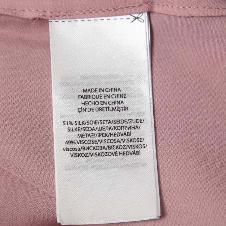 Pre Owned Polo Ralph Lauren Pink Silk Blend Full Sleeve Blouse S