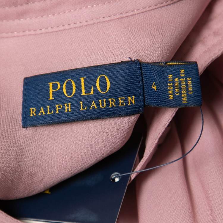 Pre Owned Polo Ralph Lauren Pink Silk Blend Full Sleeve Blouse S