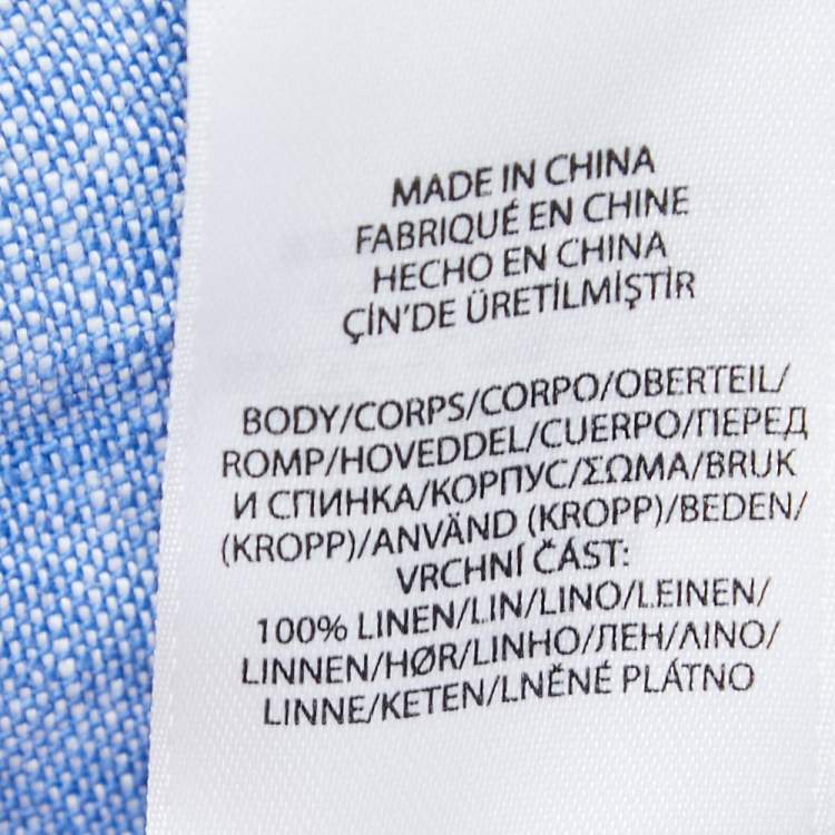 Pre Owned Polo Ralph Lauren Blue Linen Wrap Dress S