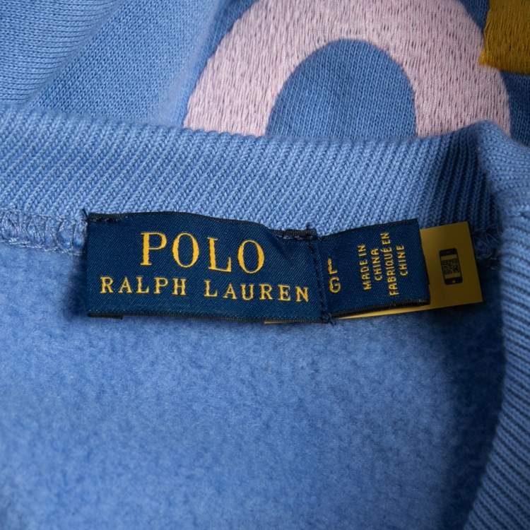 Pre Owned Polo Ralph Lauren Blue Cotton Good Vibes Embroidered Sweatshirt L