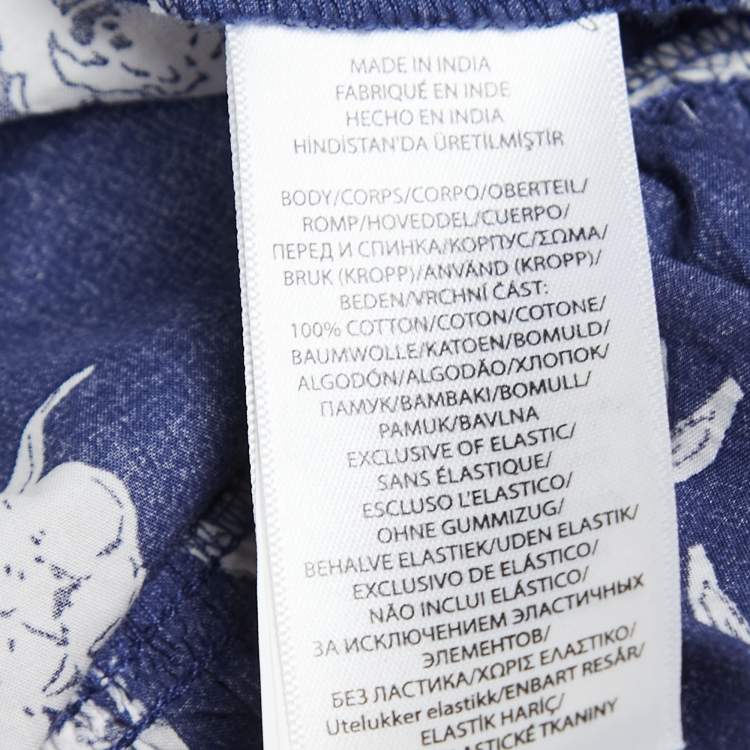 Pre Owned Polo Ralph Lauren Blue Floral Printed Cotton Smocked Maxi Dress M