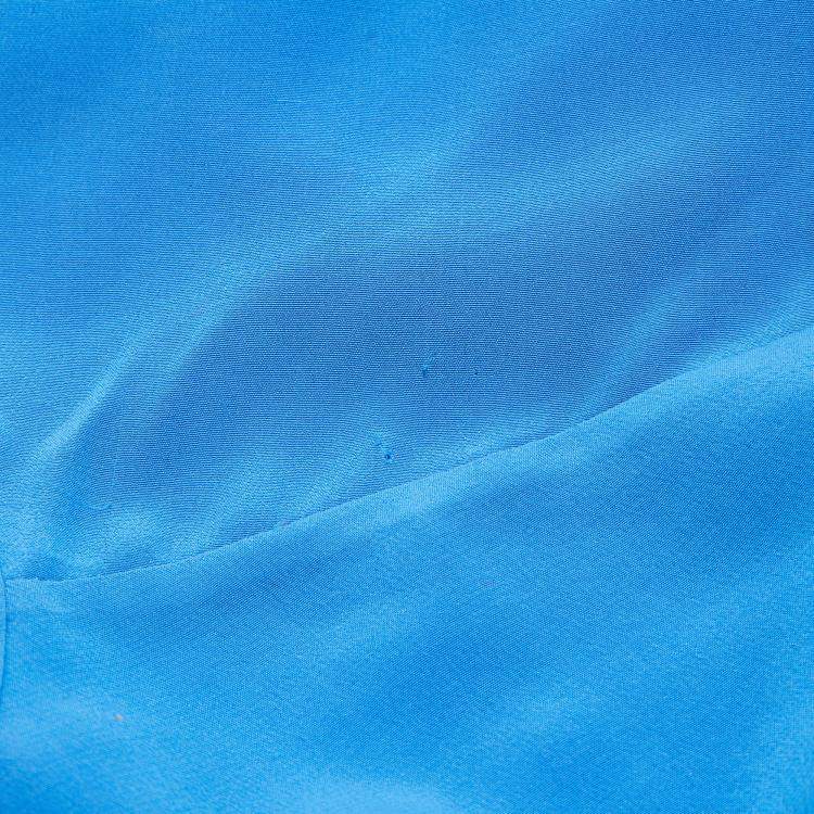 Pre Owned Polo Ralph Lauren Royal Blue Silk Short Sleeve Blouse XL
