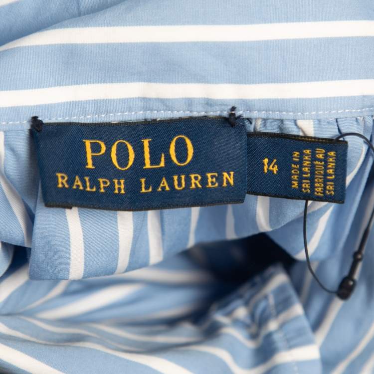 مملوكة مسبقًا Polo Ralph Lauren Blue Striped Cotton Oversized Shirt L