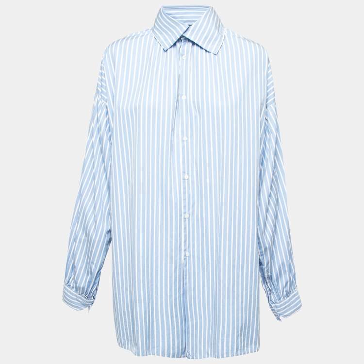 مملوكة مسبقًا Polo Ralph Lauren Blue Striped Cotton Oversized Shirt L