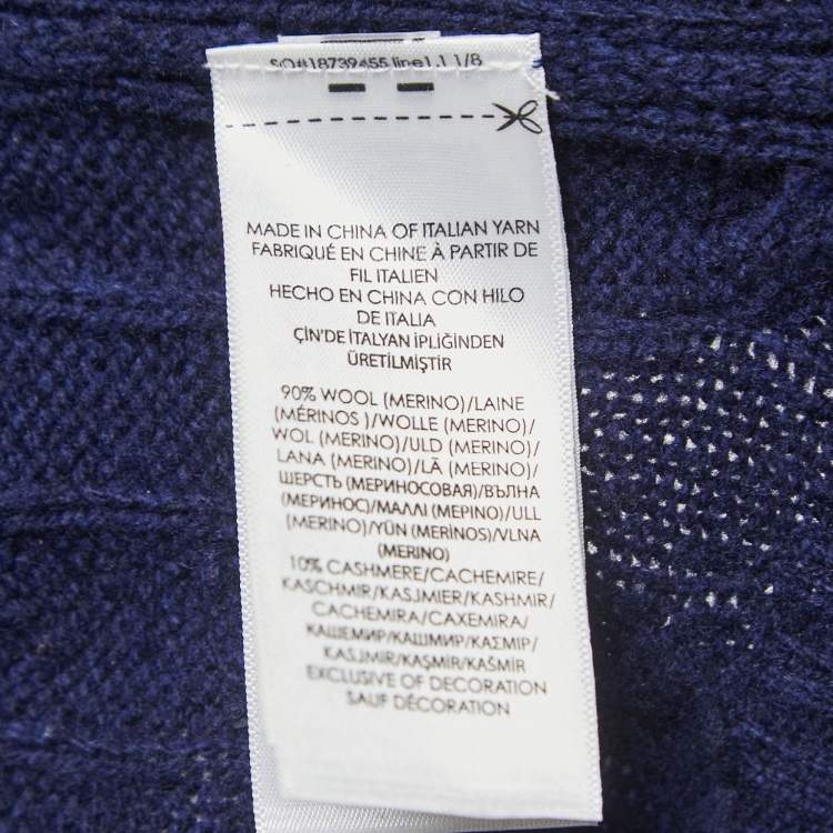 Pre Owned Polo Ralph Lauren Navy Blue Wool V-Neck Sweater XS