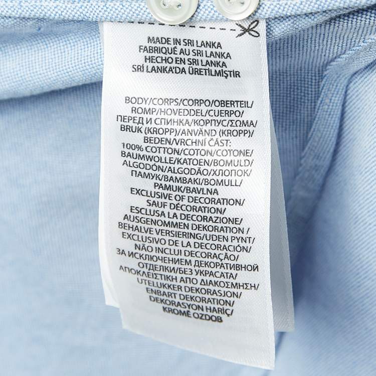 Pre Owned Polo Ralph Lauren Blue Logo Embroidered Cotton Button Front Shirt L