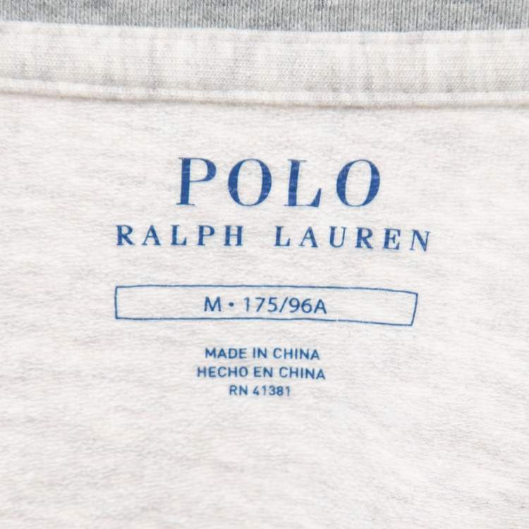 مملوكة مسبقًا Polo Ralph Lauren Light Grey Cotton Crew Neck Long Sleeve T-Shirt M