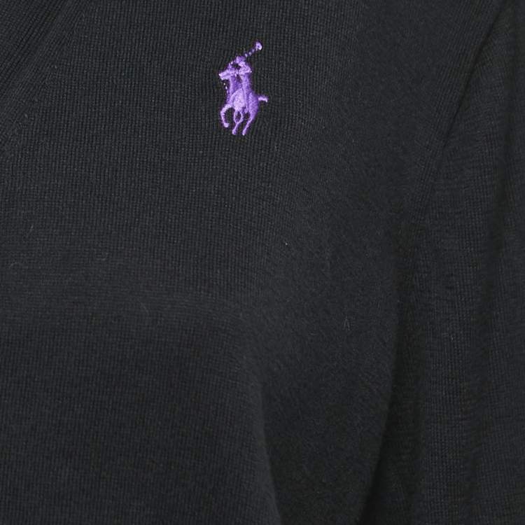 Pre Owned Polo Ralph Lauren Black Cotton Buttoned Cardigan M